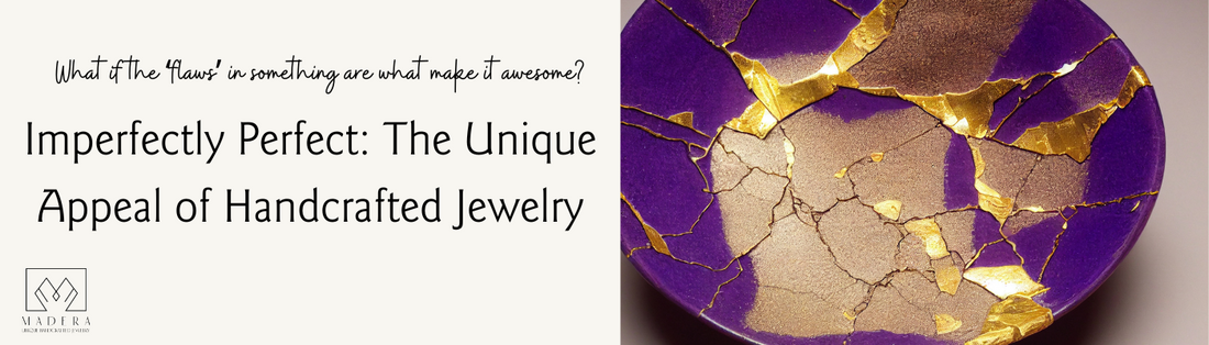 Imperfectly Perfect: The Unique Appeal of Handcrafted Jewelry Blog post - image of a glued together plate of gold and purple 