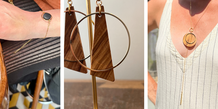 Chloe Earring - Olive Wood and Gold Filled Findings