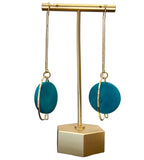 Aqua hand painted wood threader earring by Madera Design Studio