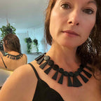 Bib Necklace. Black wooden beaded full circle necklace by Madera Design Studio