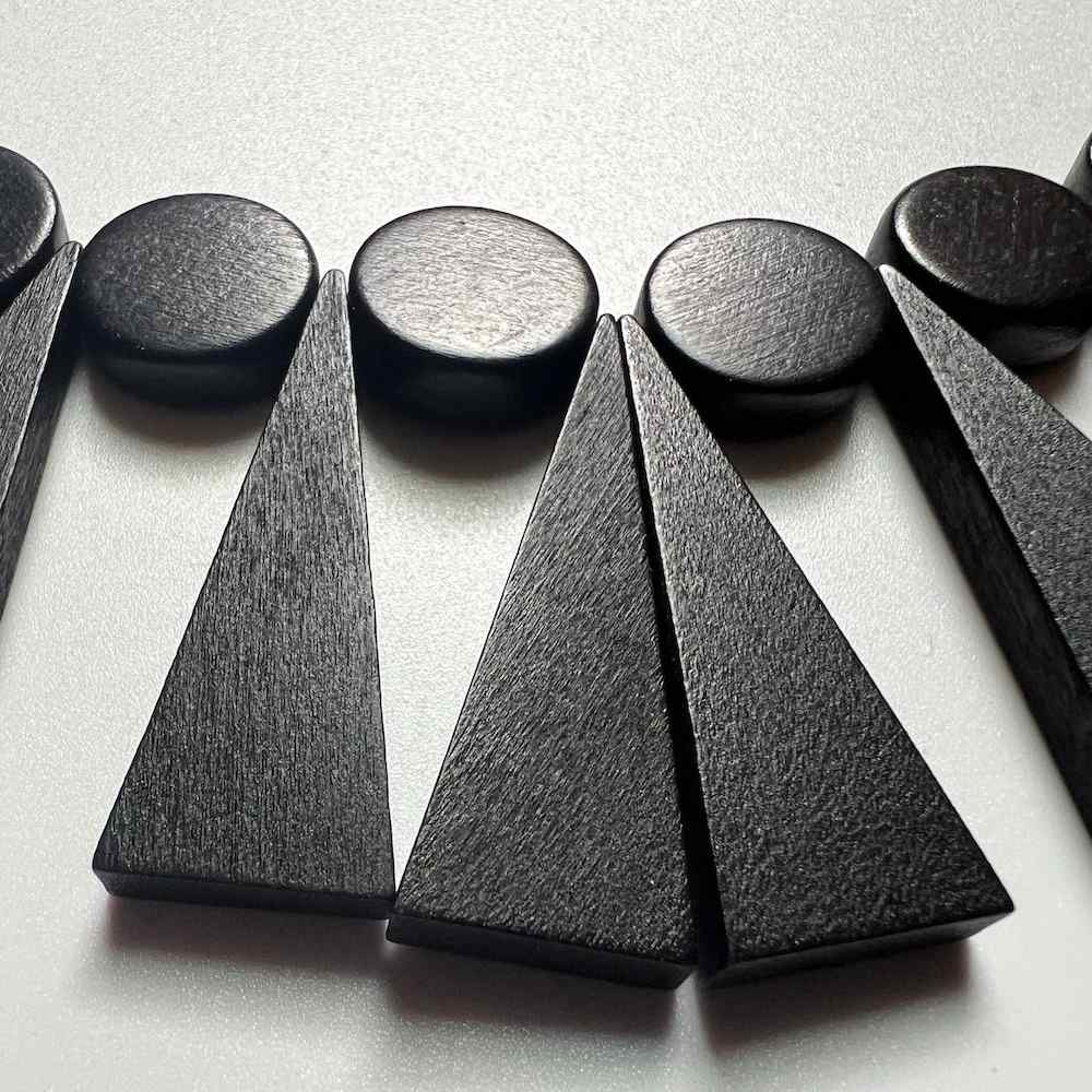 Bib Necklace, Black wood bead necklace, close up. By Madera Design Studio