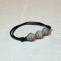 Upcycled paper beads bracelet - black leather band