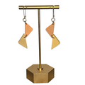 hand painted earrings by Mad Era Design Studio peach and orange triangles linked together 