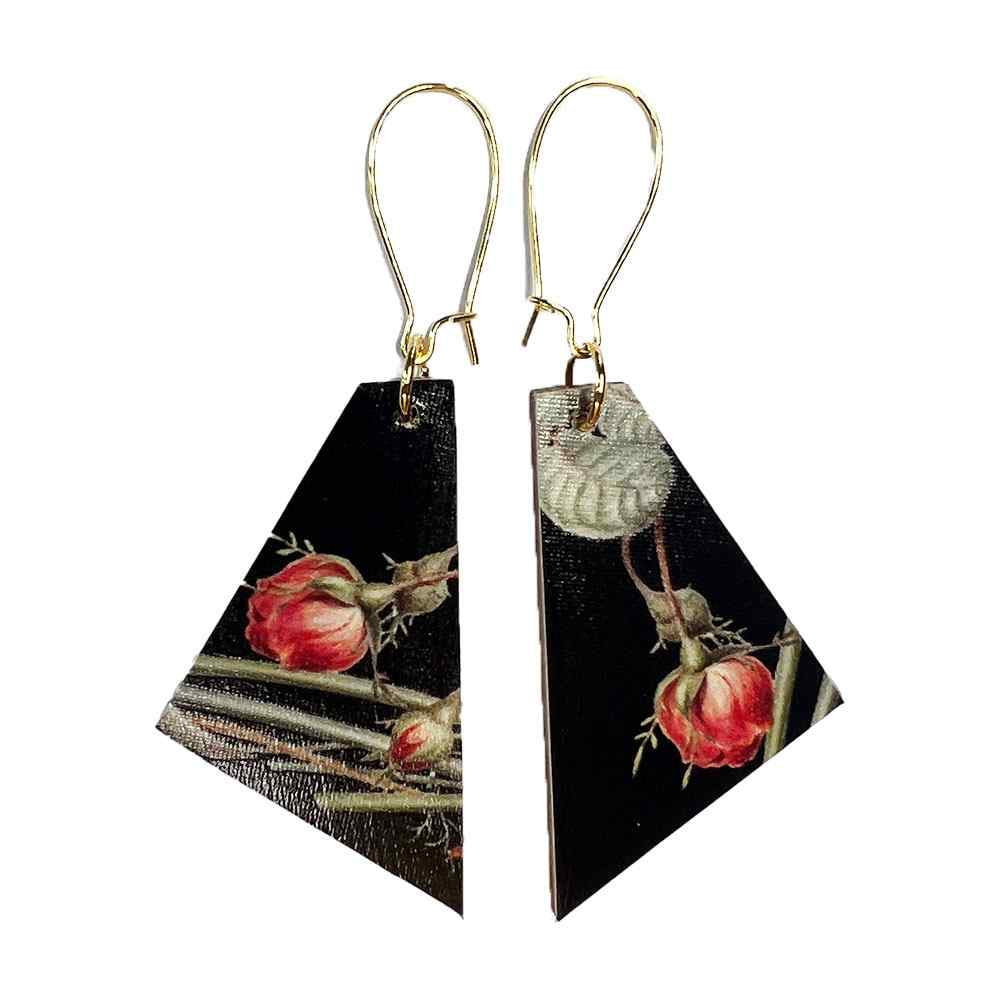 Black flower earring pattern 2 by madera design studio