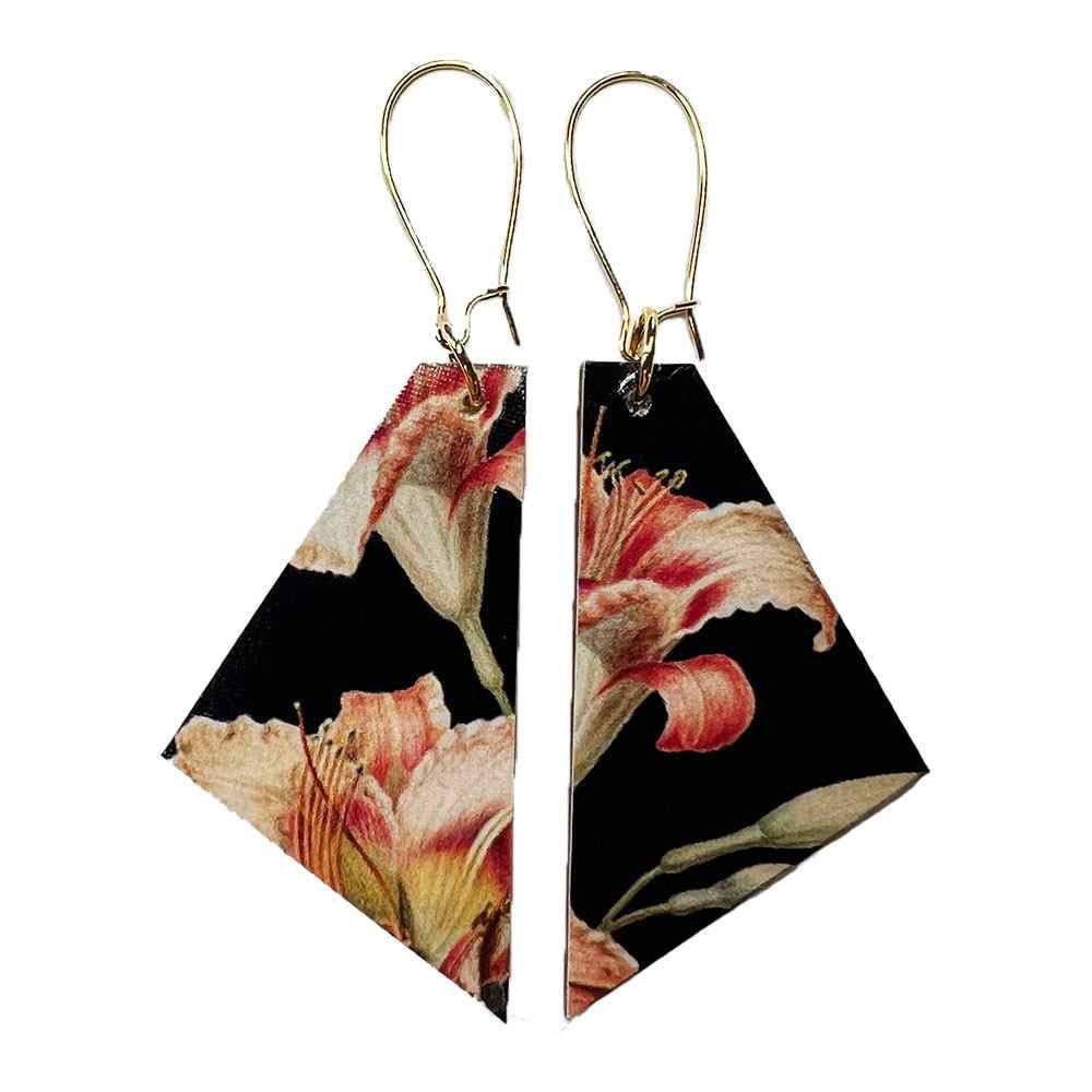 Black flower earring pattern 2 by madera design studio
