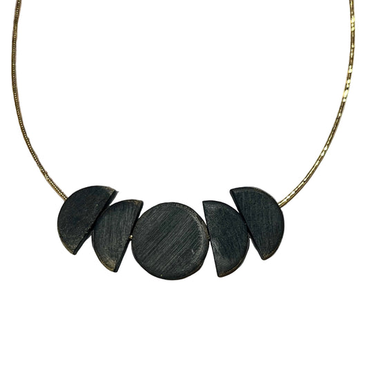 Black Moon Necklace - Wood and Gold - By Madera Design Studio