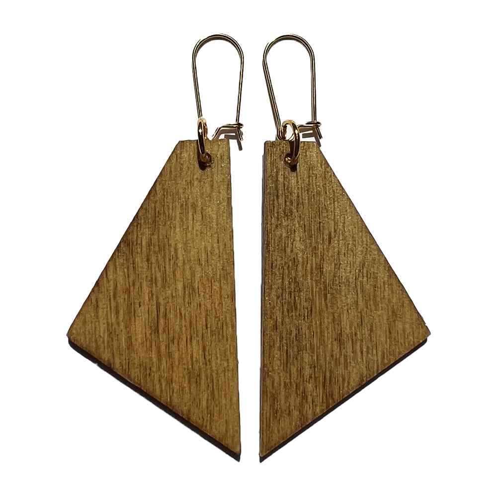 Madera wood dangle earrings - back stained wood